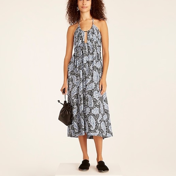 J. Crew Collection Halter Cutout Dress In Ratti Pacific Paisley - Picture 15 of 15